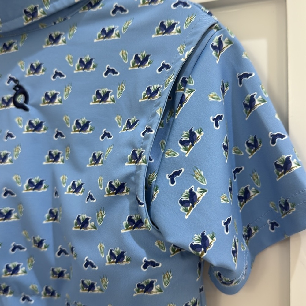 Blue Quail Performance Short Sleeve Blue Polo Shirt with Quail Print 2T - Picture 6 of 11